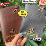 Personalized Leather Name Passport Cover with Charm For Family (Pack Of 2)